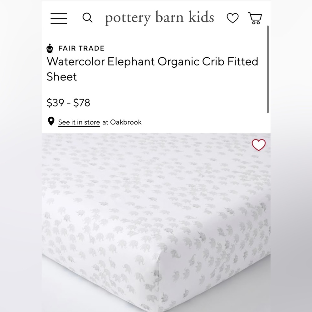 Pottery Barn Kids - Watercolor Elephant Crib Sheet